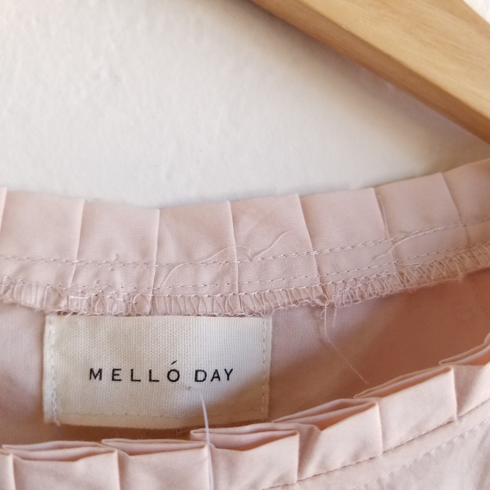 Melloday Bow Tie Bell Sleeve Blouse 100% Cotton Pl - Picture 5 of 8